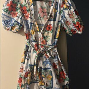 Primark Tropical Floral Mini Dress - Red, Green, Blue